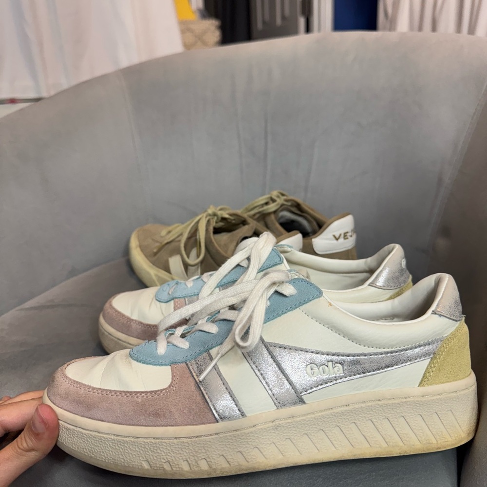 Gola Women's Sneakers in White, Silver, and Pastel